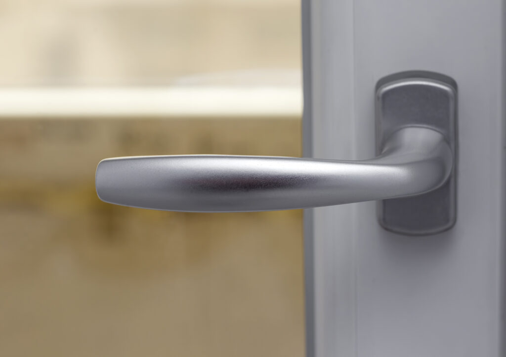 New and modern silver door handle